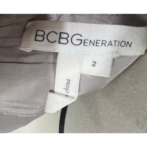 BCBGeneration Mini Dress 2 Light Gray Metallic Studded Pockets Fit Flare HOCO - Picture 13 of 16